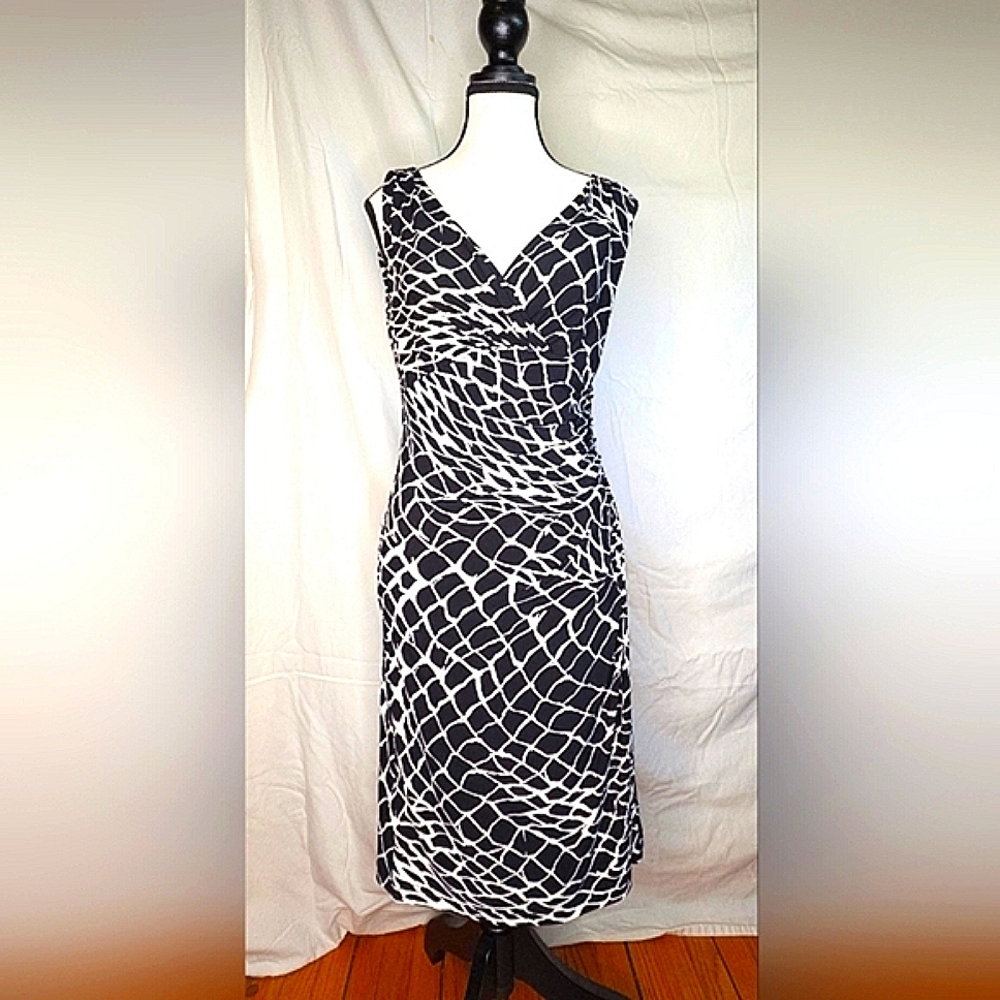 🤍Ralph Lauren🖤 Black and White Midi Dress| Size 2| EUC - Picture 4 of 10